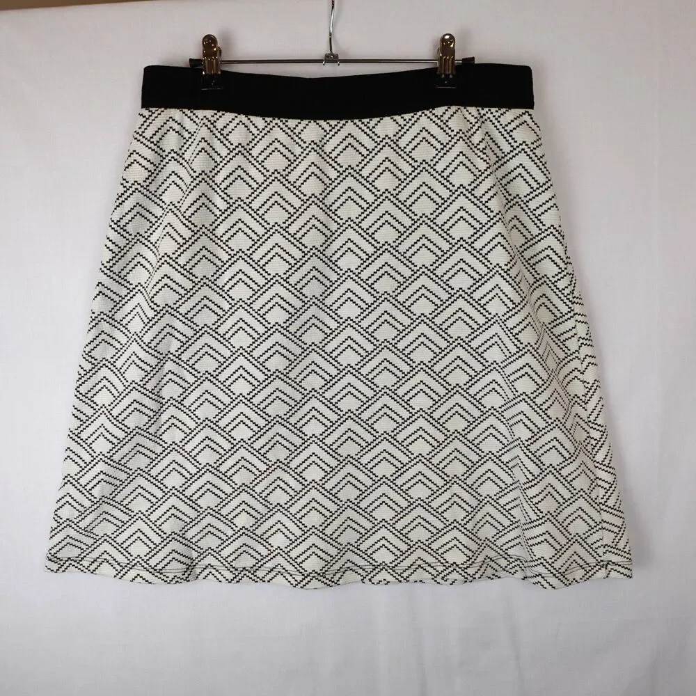 Gilli Skirt XL Stretch Black / White Geometric Pattern Pull on Comfy Preppy Work